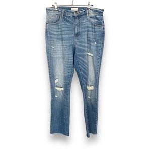 OLIVAR LOGAN High Rise Straight Leg Raw Hem Distressed Boyfriend Jeans Size 30